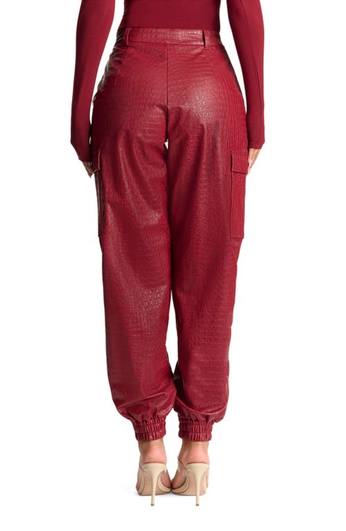 Naked Wardrobe The Crocodile Faux Leather Joggers In Cabernet