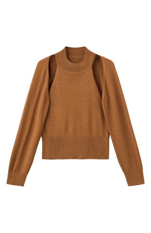 Mango Cutout Sweater In Brown