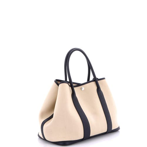 Pre-owned Hermes  Hermes Garden Party Tote Toile And Leather 36 In White