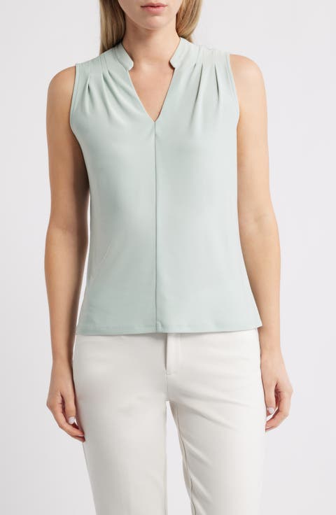 Pleat Shoulder Sleeveless Top