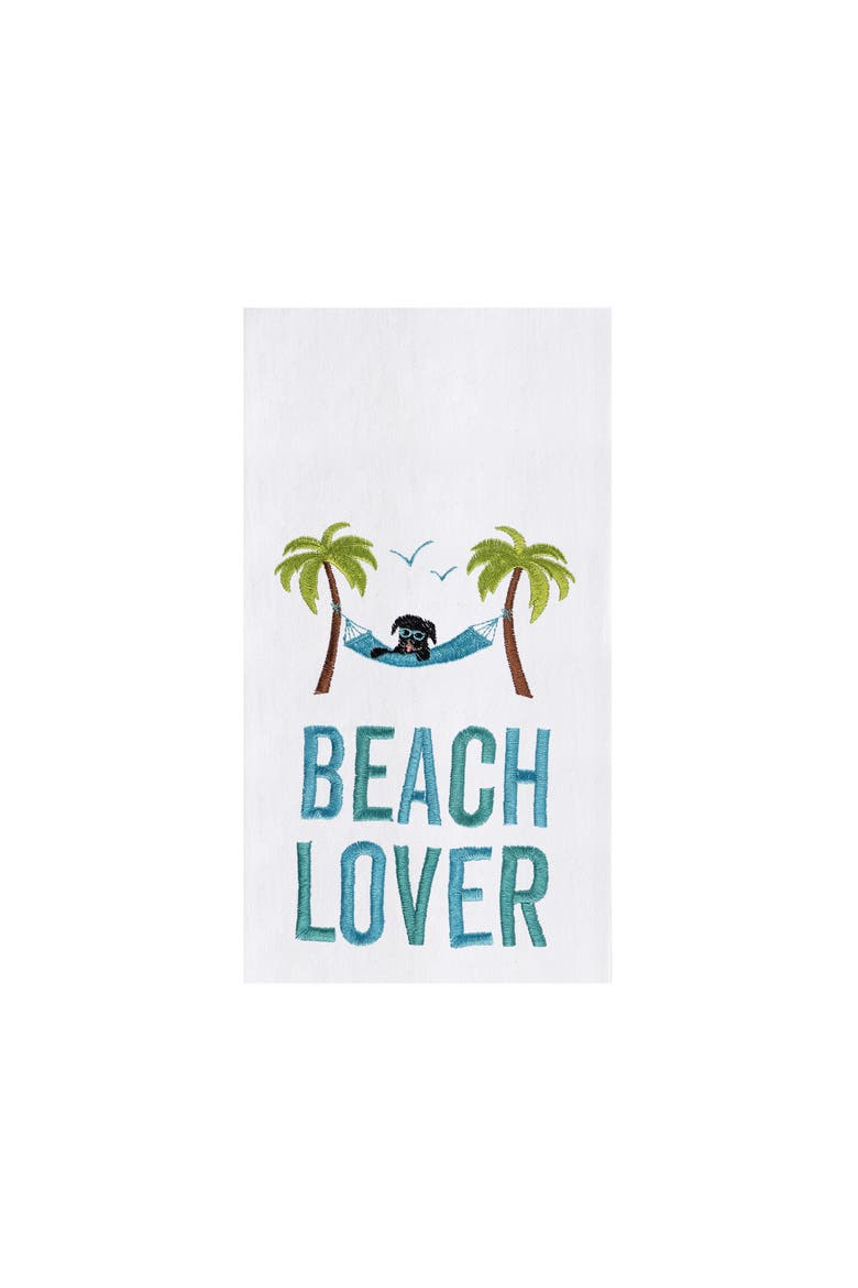 Beach Lover Kitchen Towel, Main, color, White