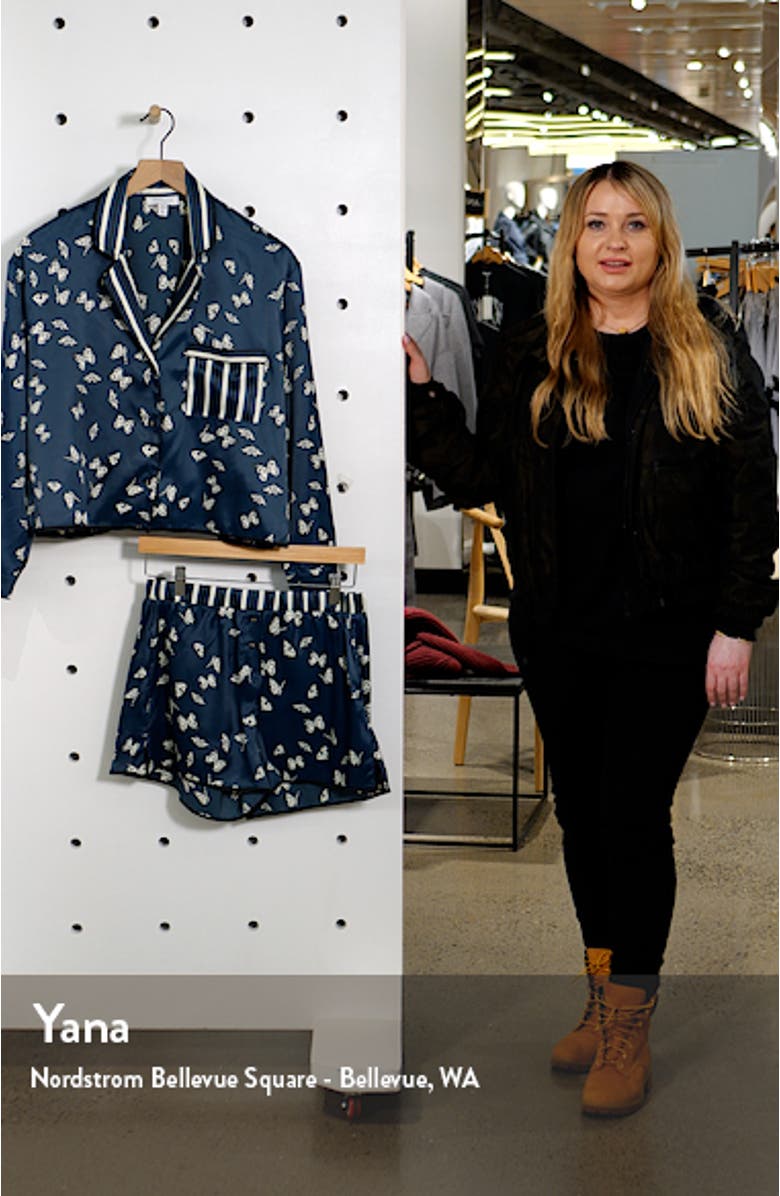 Kourtney Butterfly Print Satin Short Pajamas, sales video thumbnail