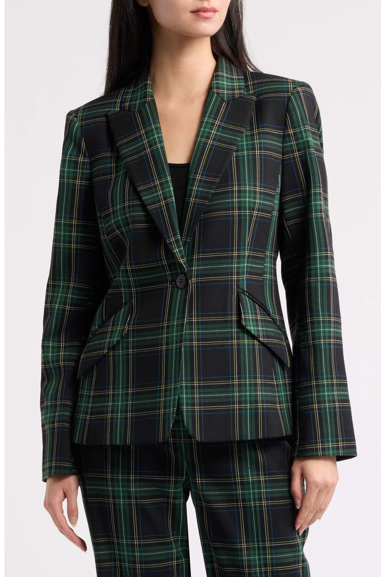 Plaid One-Button Blazer, Alternate, color, WINTER PIN