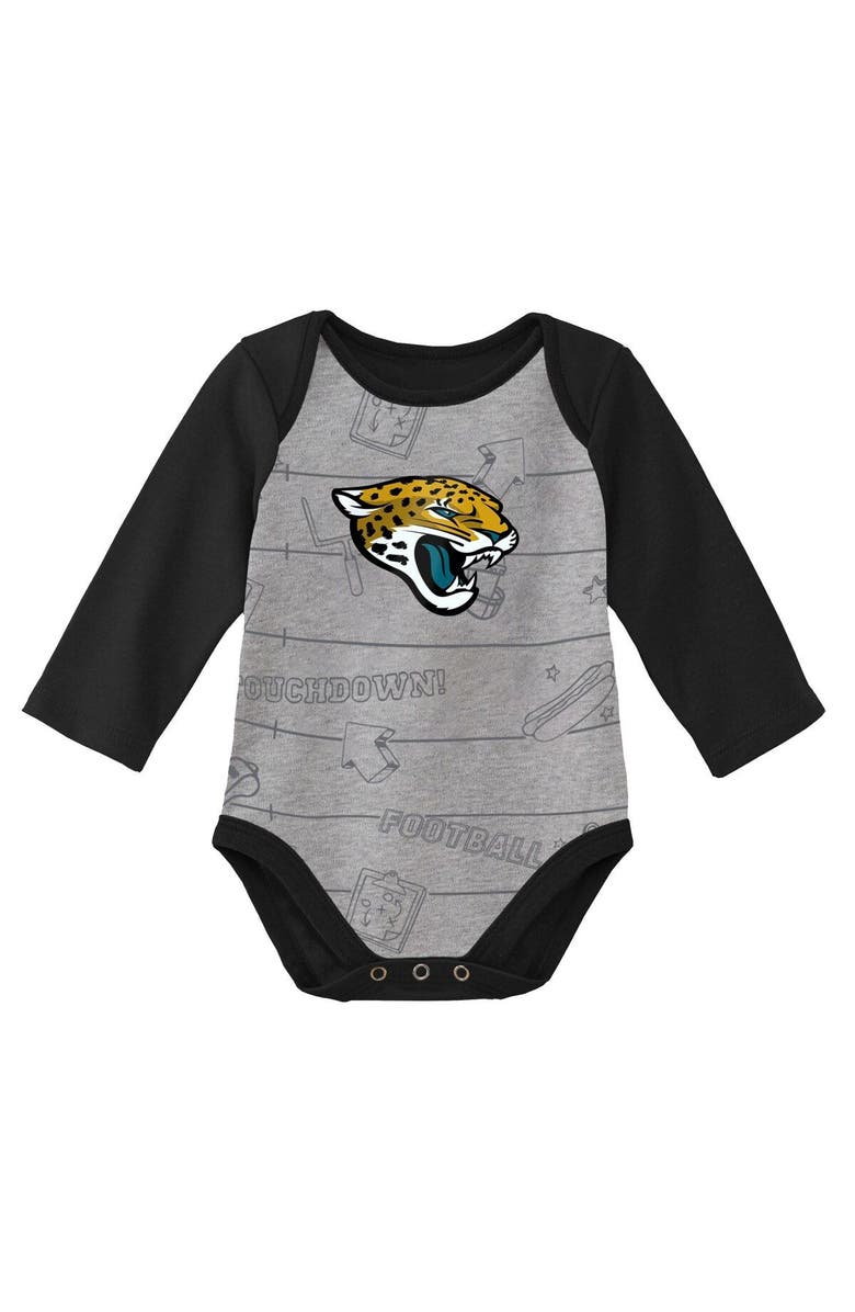 Outerstuff Newborn & Infant Black/Heathered Gray Jacksonville Jaguars Born To Win Two-Pack Long Sleeve Bodysuit Set, Alternate, color, Black