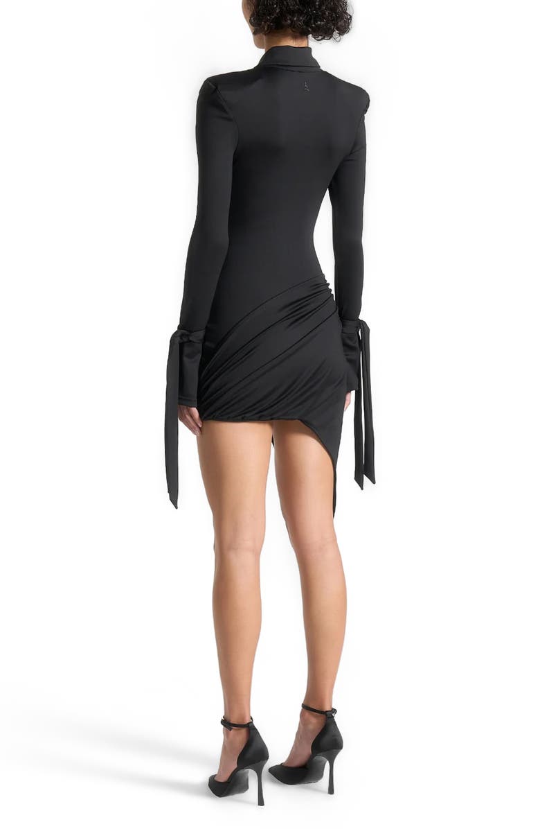 Manière De Voir Diane Draped Asymmetric Mini Dress, Alternate, color, Black