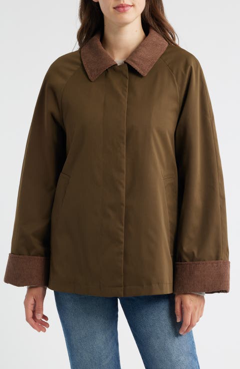 Corduroy Trim Rain Jacket