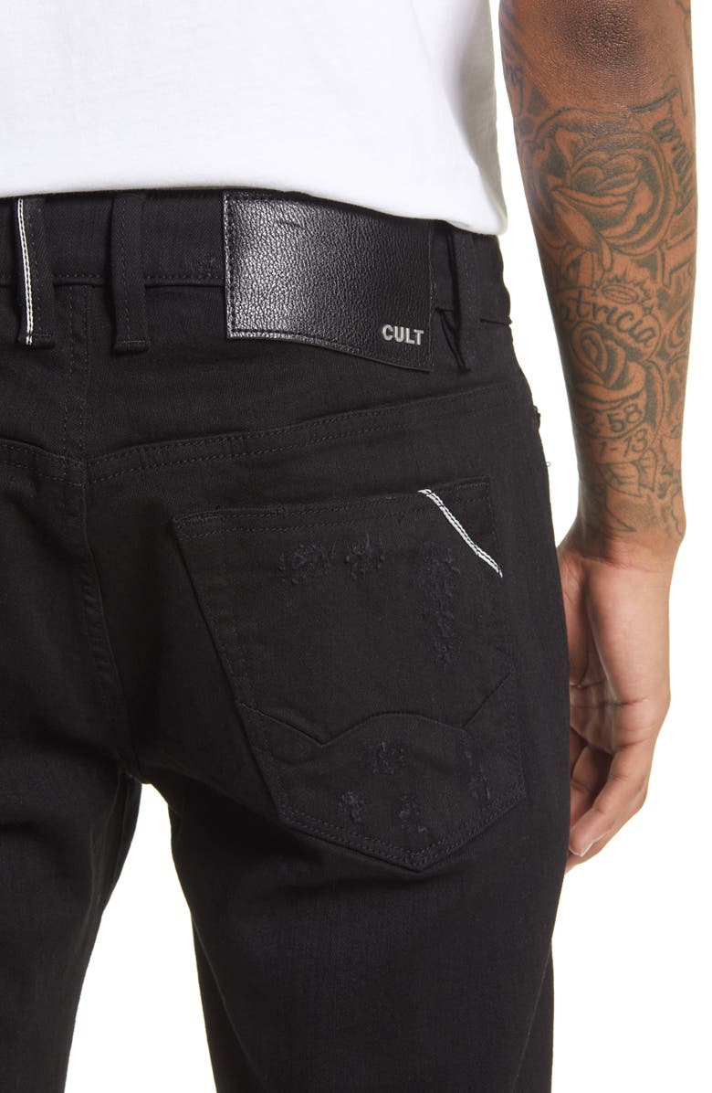 Cult of Individuality Rocker Slim Fit Ripped Cutoff Denim Shorts, Alternate, color, 