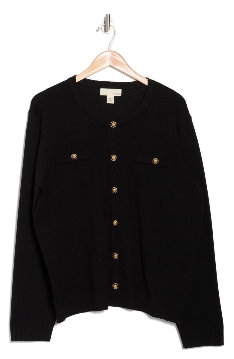 BY DESIGN Keira Button Cardigan, Alternate, color, Black