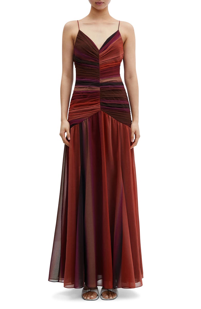 MANGO Gradient Pleat Chiffon Maxi Dress, Main, color,