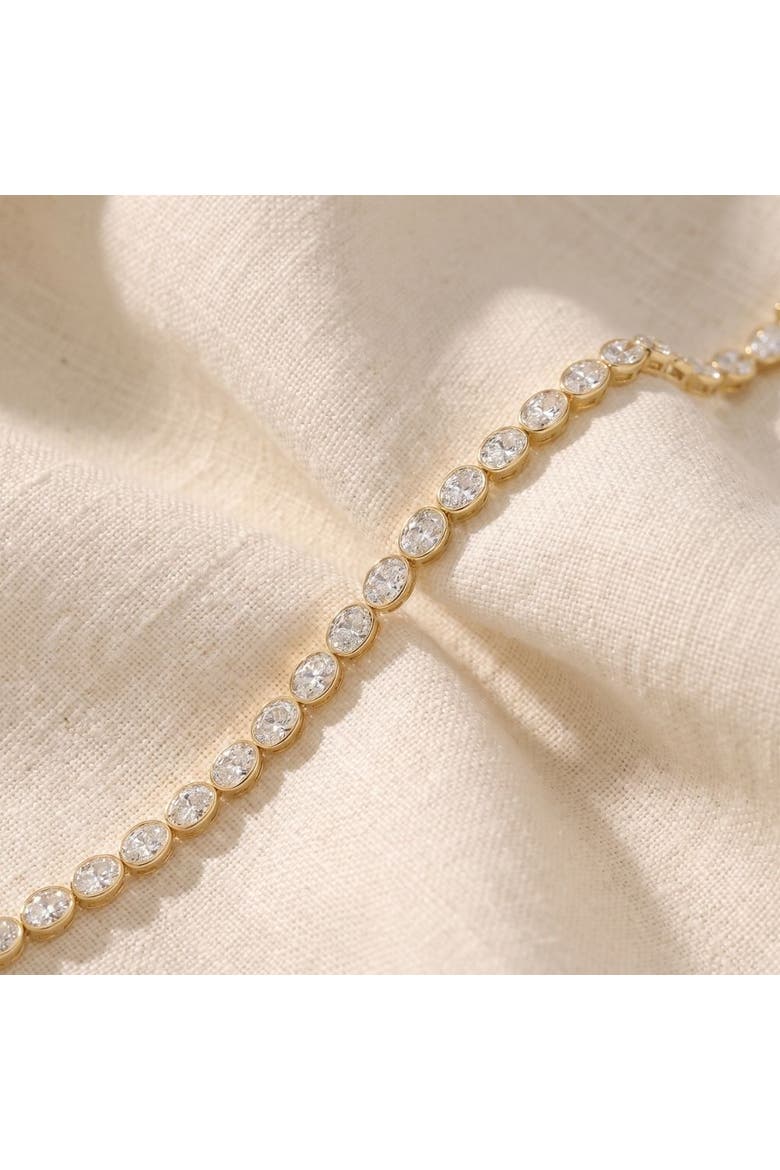 15Ct TW East West Oval Bezel Diamond Tennis Bracelet 14k Gold 7" Lab Grown, Alternate, color, 14k White Gold