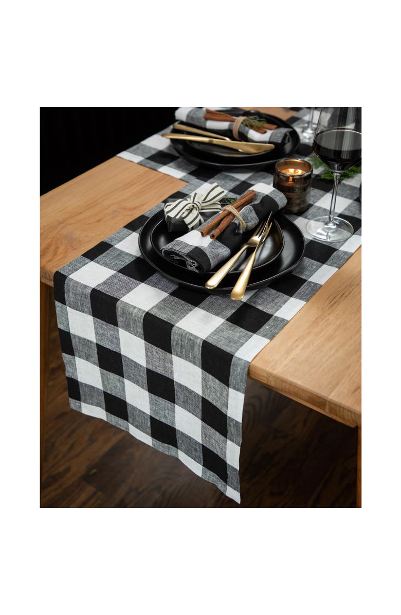 Solino Home Linen Table Runner - Buffalo Check, Alternate, color, Black And White