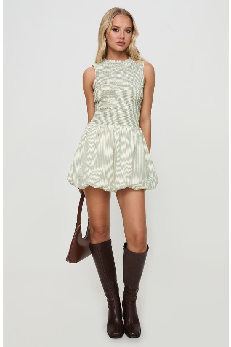Narnie Bubble Hem Minidress, Alternate, color, SAGE