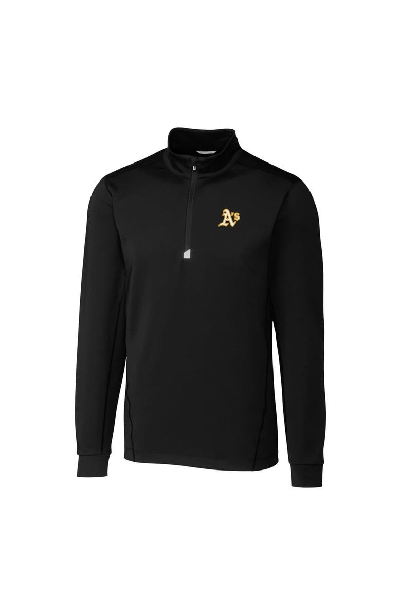 Cutter & Buck Men's Cutter & Buck  Black Oakland Athletics Big & Tall Traverse Stretch Quarter-Zip Pullover Top, Alternate, color, 