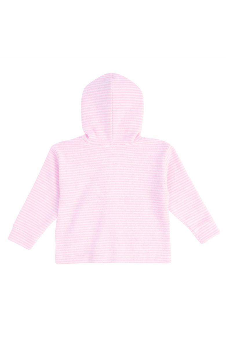 Stripe Terry Hoodie with Flower, Alternate, color, Pink/White