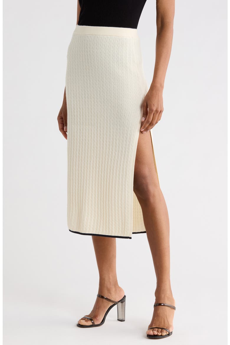 The Cable Cashmere & Silk Skirt, Main, color, IVORY/ NAVY MULTI