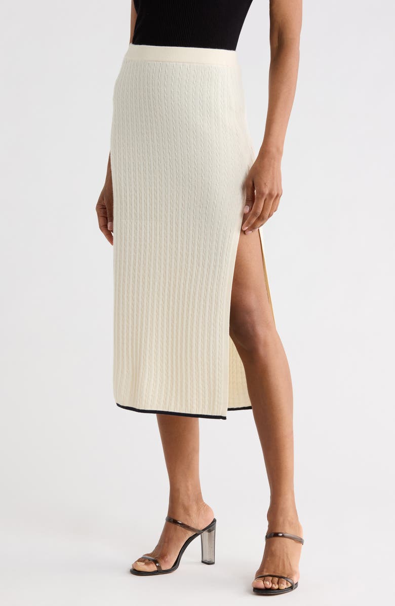 FRAME The Cable Cashmere & Silk Skirt, Main, color, Ivory/ Navy Multi