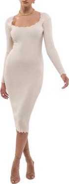 Blu Pepper Ribbed Scallop Knit Dress