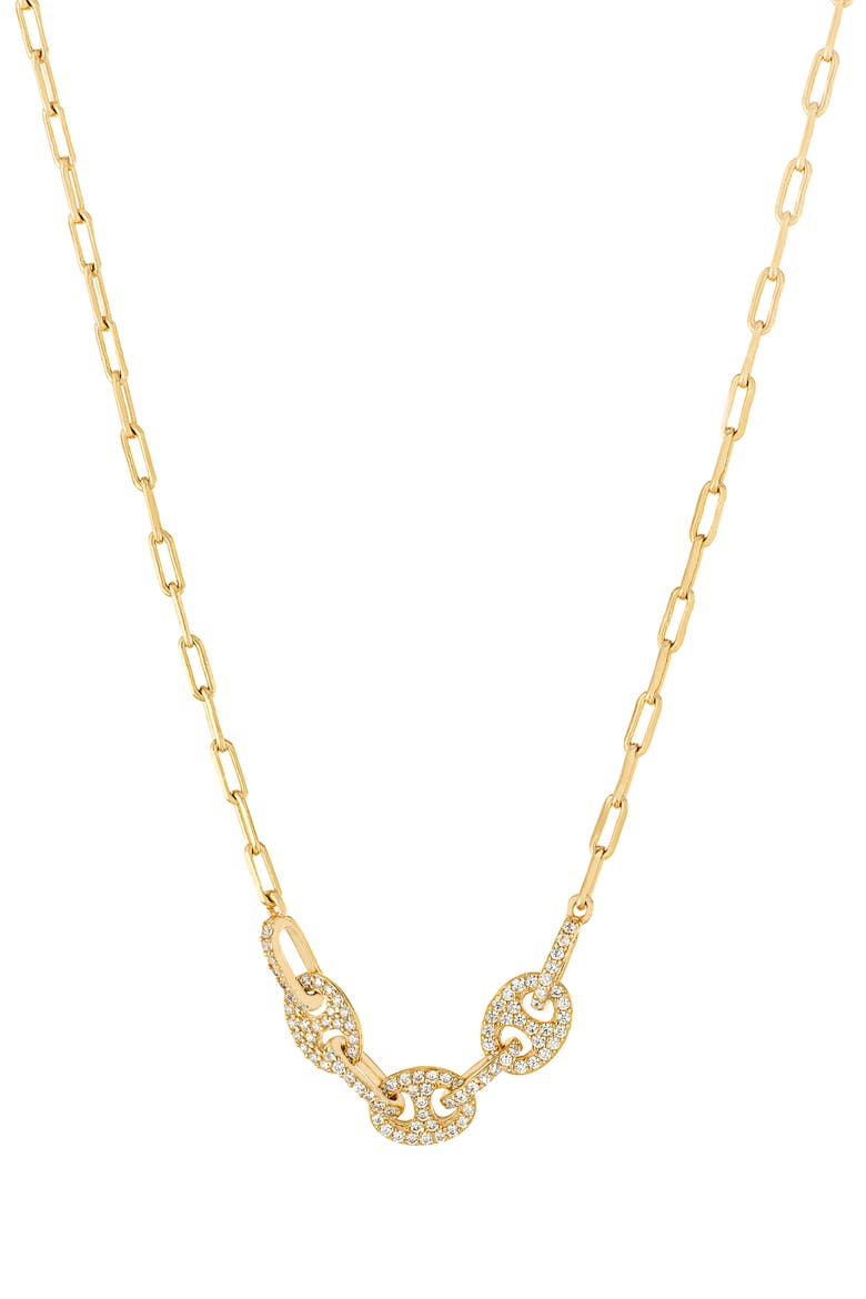 Cubic Zirconia Mariner Link Necklace, Main, color, GOLD