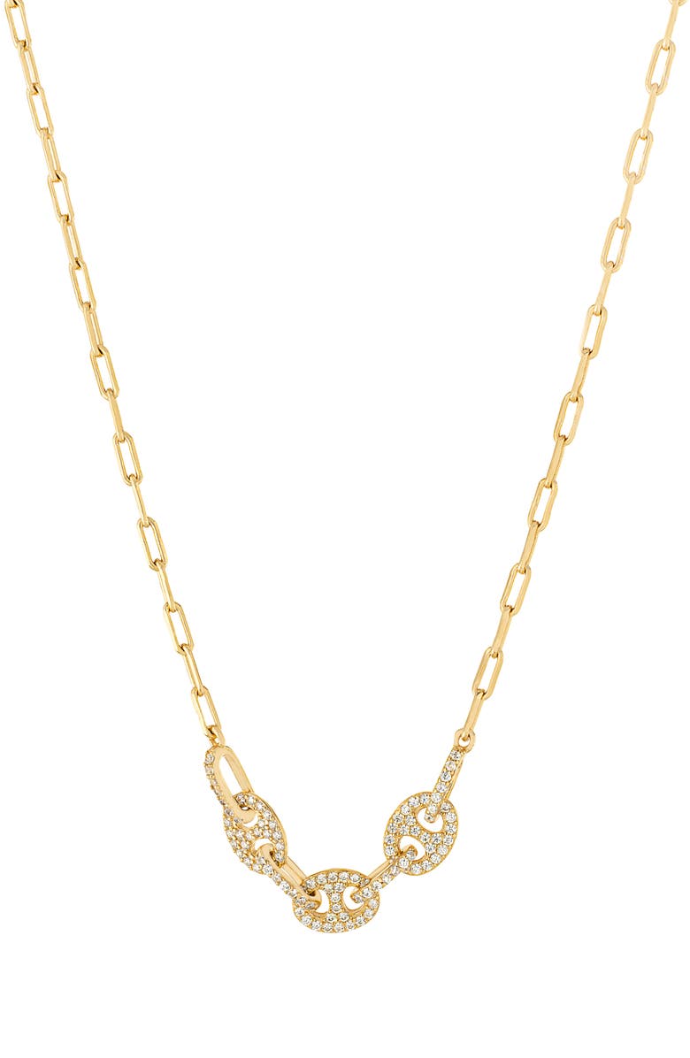 ATHRA LUXE Cubic Zirconia Mariner Link Necklace, Main, color, Gold