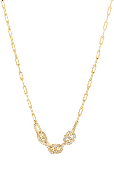 Cubic Zirconia Mariner Link Necklace