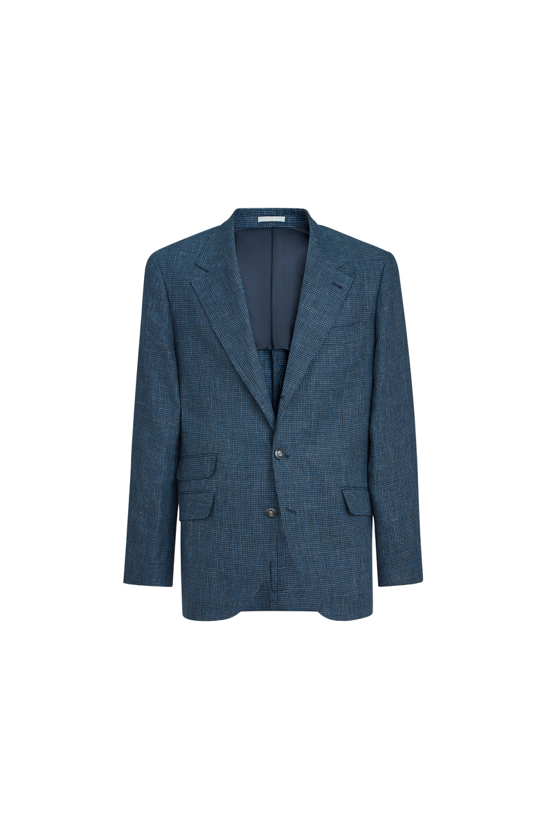 Brunello Cucinelli Houndstooth deconstructed blazer, Alternate, color, Denim