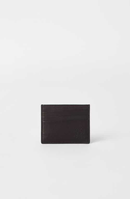 Brunello Cucinelli Calfskin Card Case In Brown