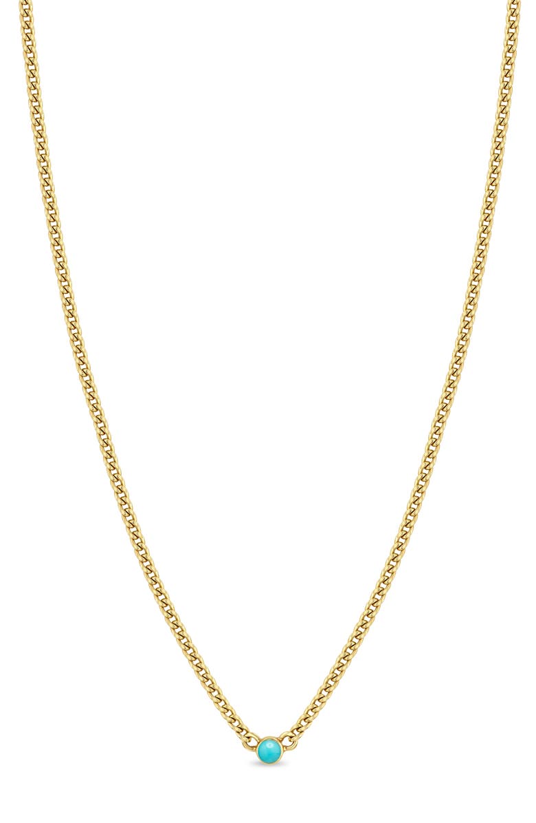 Zoë Chicco Turquoise Pendant Necklace, Main, color, 14K Yellow Gold