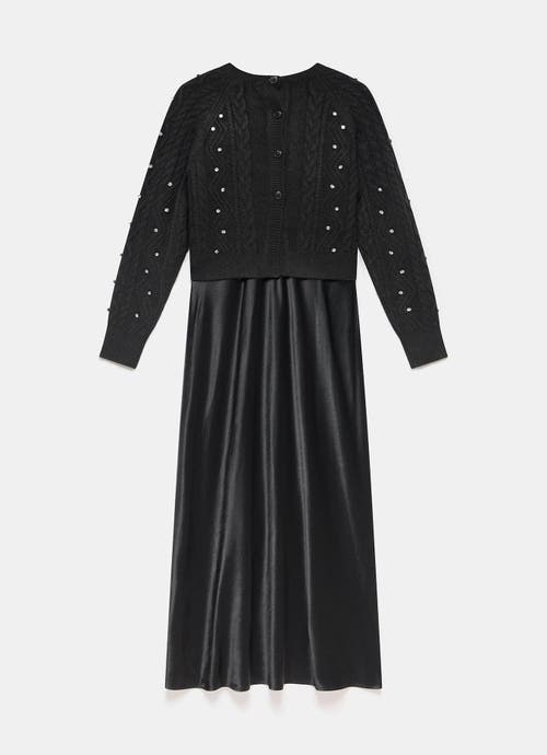 Mint Velvet Layered Embellished Sweater Maxi Dress In Black