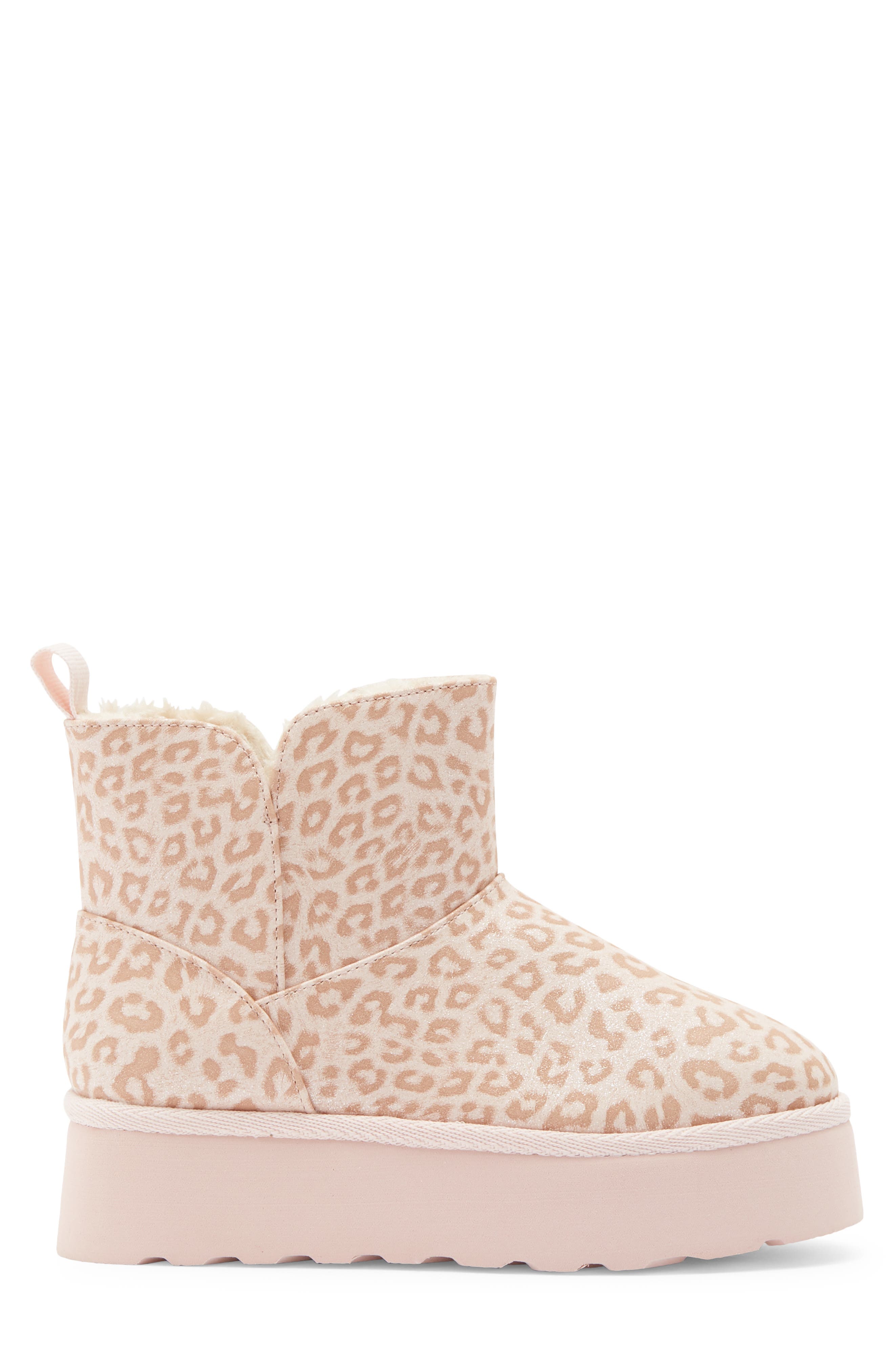 Kid's Ezra Faux Fur Lined Platform Bootie, Alternate, color, LEOPARD METALLIC