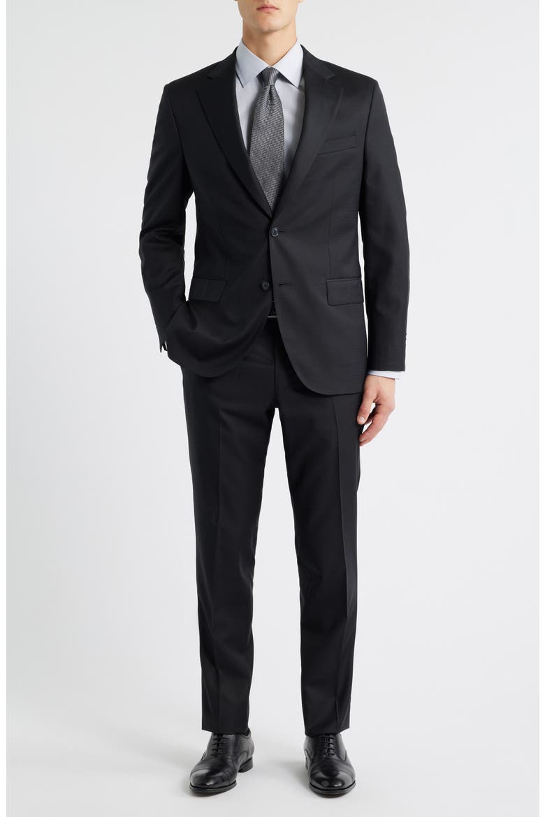 Hartford Classic Fit Black Microcheck Wool Suit, Main, color, BLACK