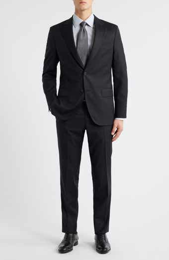 Hartford Classic Fit Black Microcheck Wool Suit
