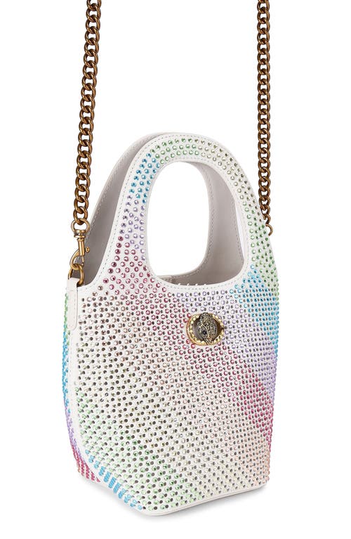 Kurt Geiger London Small Chelsea Crystal Leather Hobo Bag In Open White