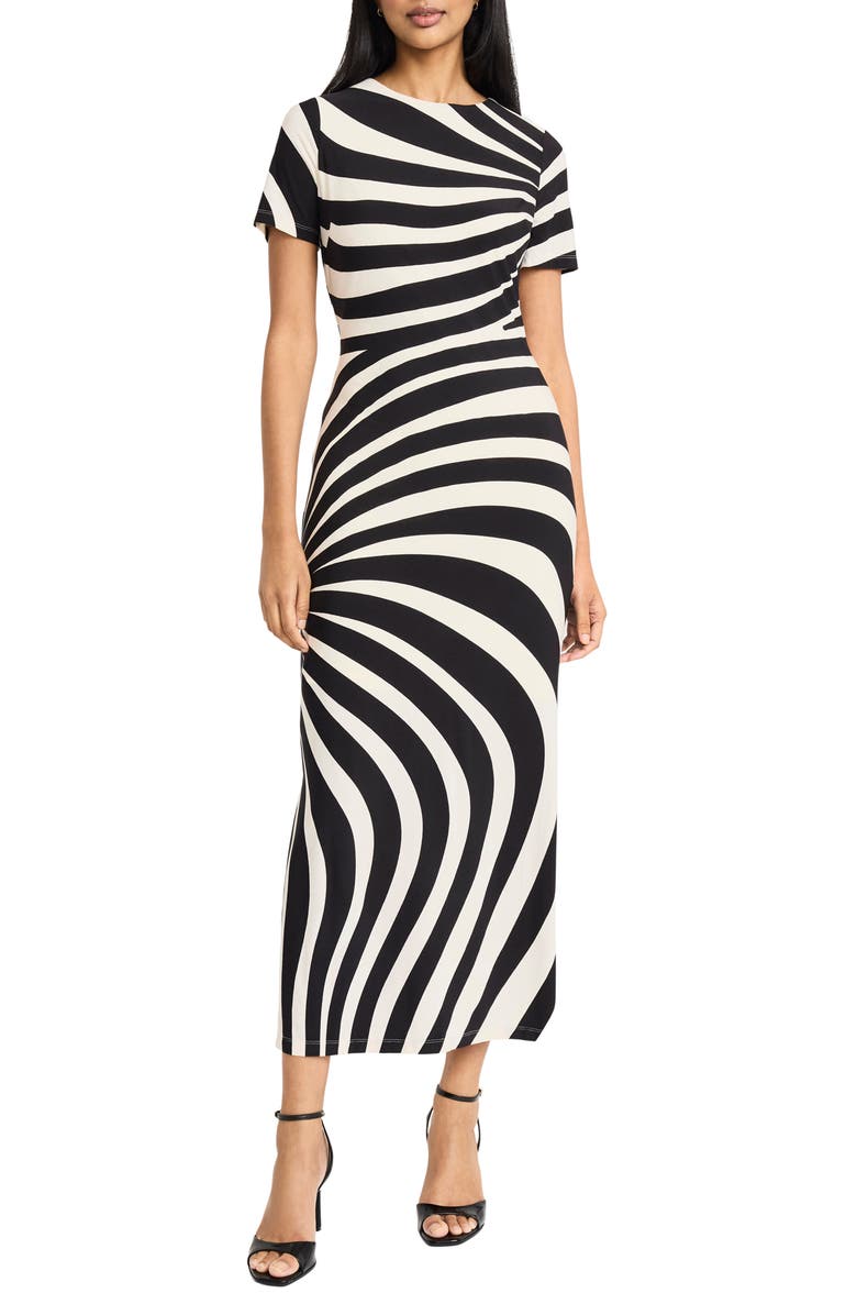 DONNA MORGAN FOR MAGGY Stripe Short Sleeve Maxi Dress, Main, color,