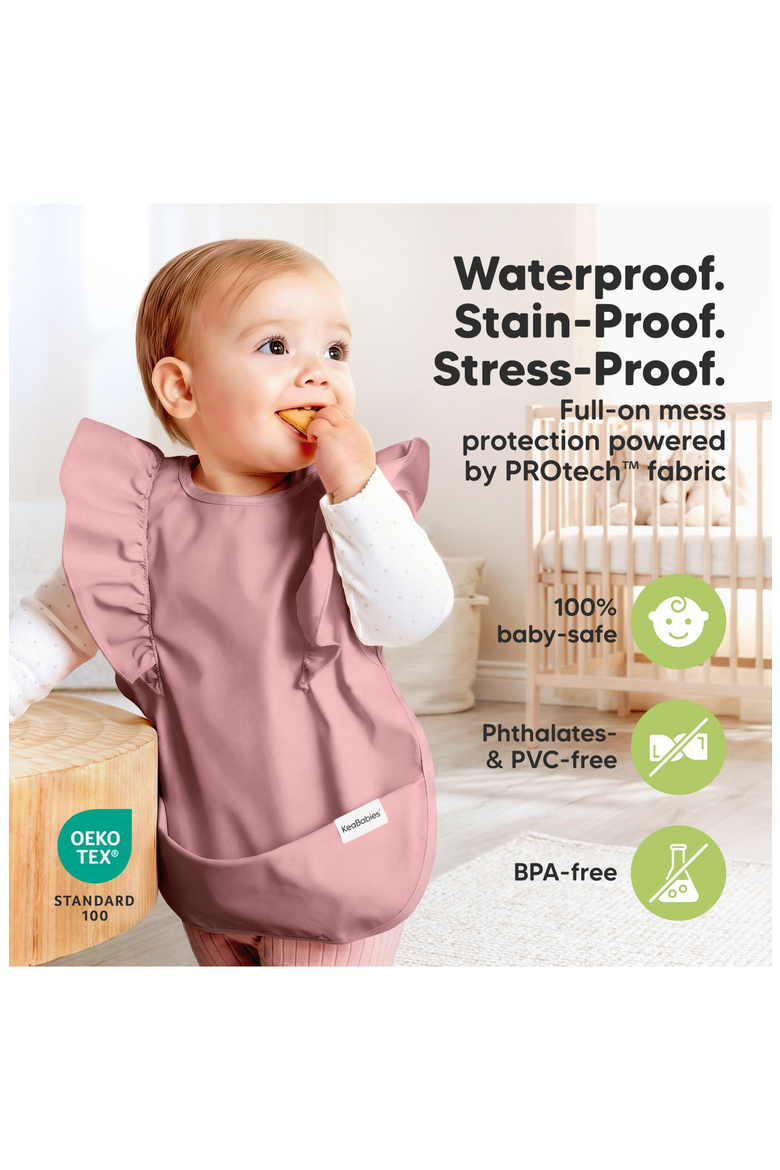Fae Waterproof Bibs, Alternate, color, Frills, Dusk