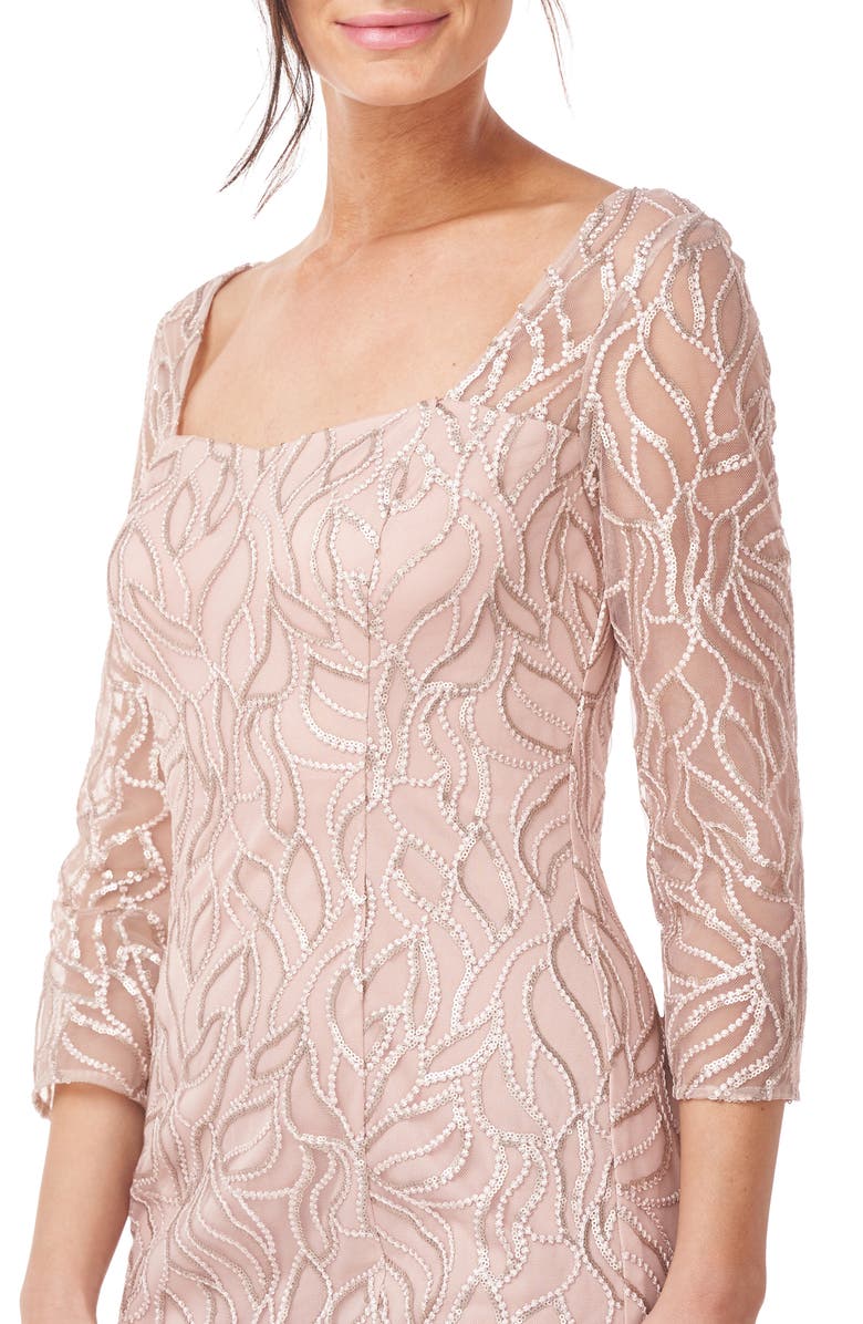 JS Collections Gwen Sequin Leaf Midi Dress, Alternate, color, 