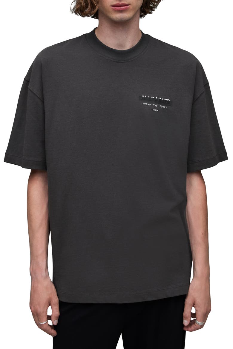Redact Mock Neck Graphic T-Shirt, Main, color, WASHED BLACK