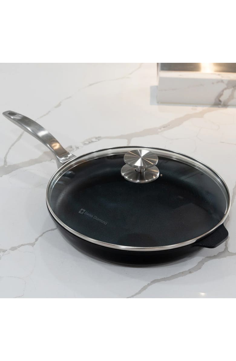 Swiss Diamond CHD Nonstick Fry Pan, 12.5-Inch with Lid, Alternate, color, Black