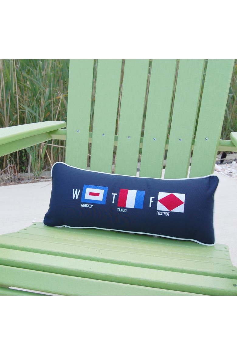 Cape Series Whisket Tango Foxtrot Mini Lumbar Indoor/Outdoor Decorative Accent Pillow Decor, Alternate, color, Blue