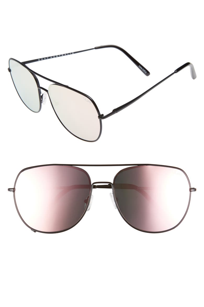 Living Large 60mm Aviator Sunglasses, Main, color, BLACK/ PINK