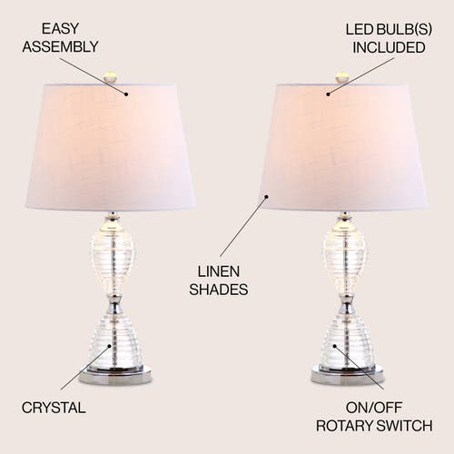 JONATHAN Y JONATHAN Y AUBREY 24" CRYSTAL LED TABLE LAMP, CLEAR 