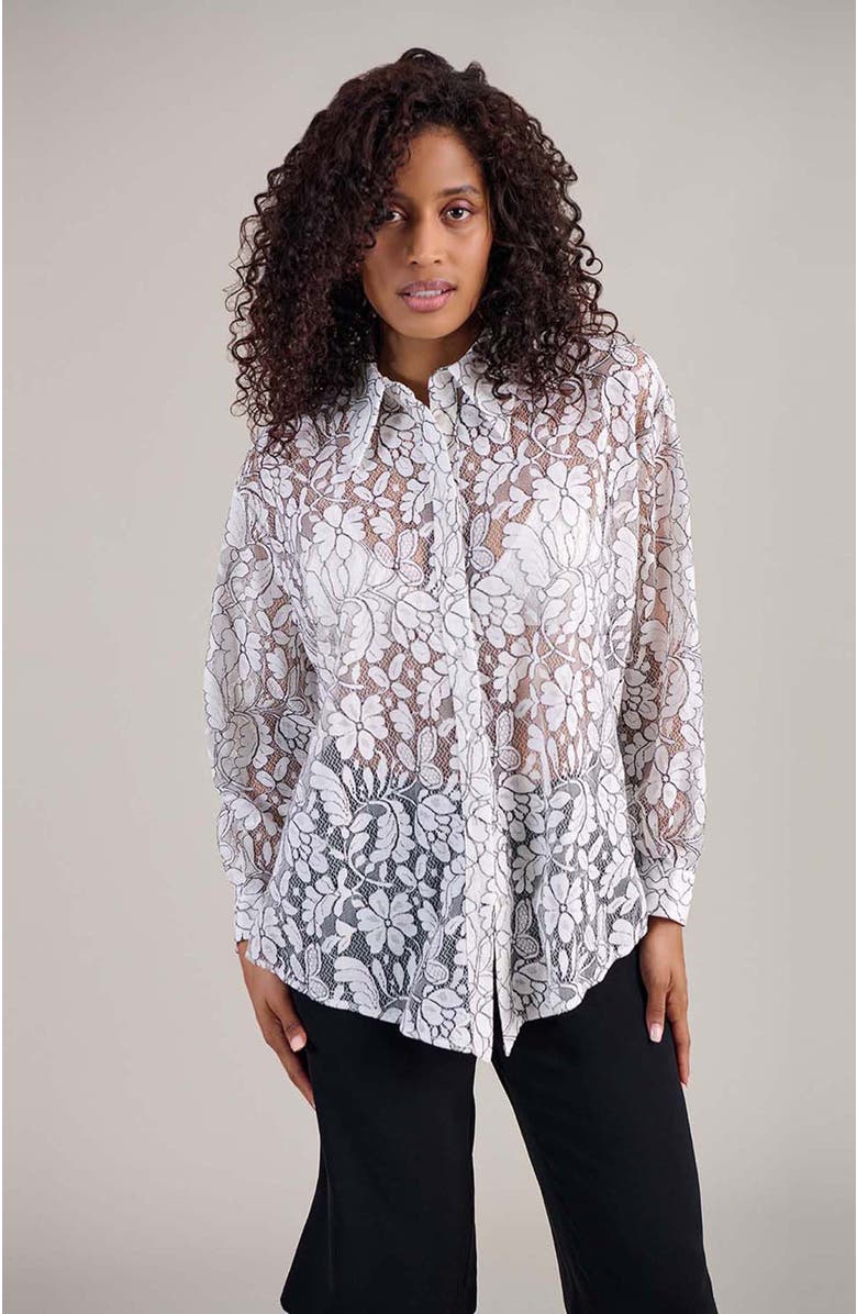 Anne Fontaine Women's Shirt  Daniela White And Black Sheer Oversized Shirt, Alternate, color, Black/White