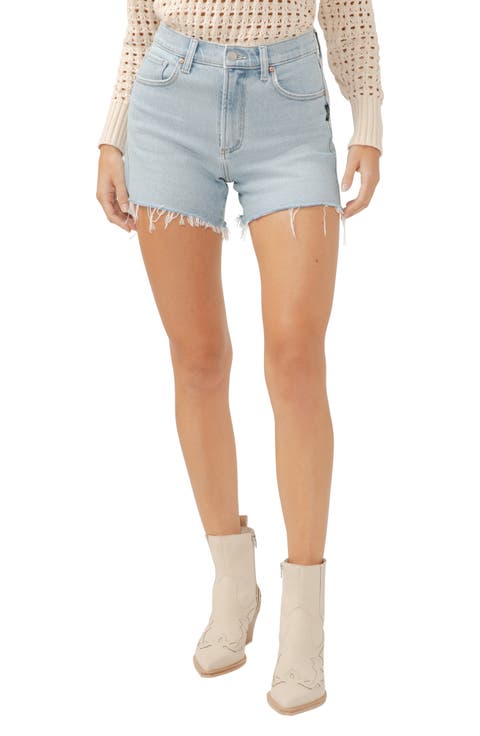Sure Thing Raw Hem High Waist Denim Shorts
