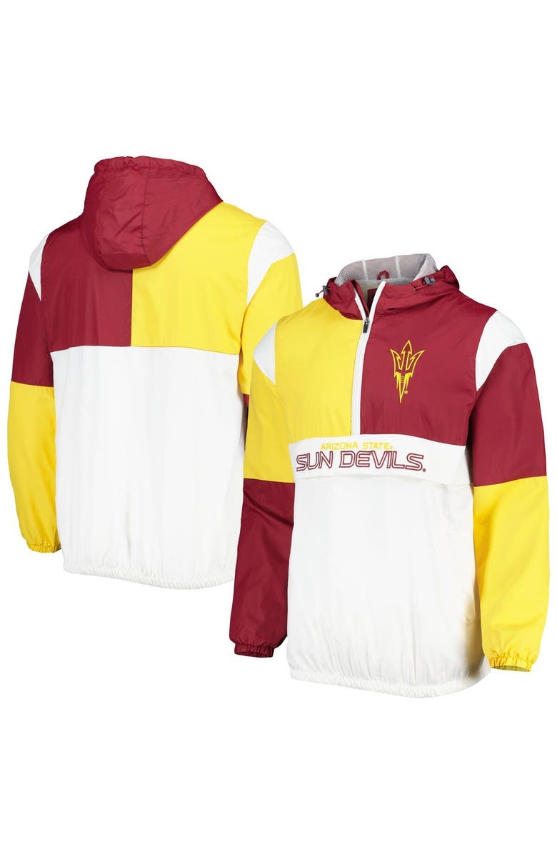 G-III SPORTS BY CARL BANKS Men's G-III Sports by Carl Banks White/Maroon Arizona State Sun Devils Fair Catch Half-Zip Anorak Jacket, Main, color, 
