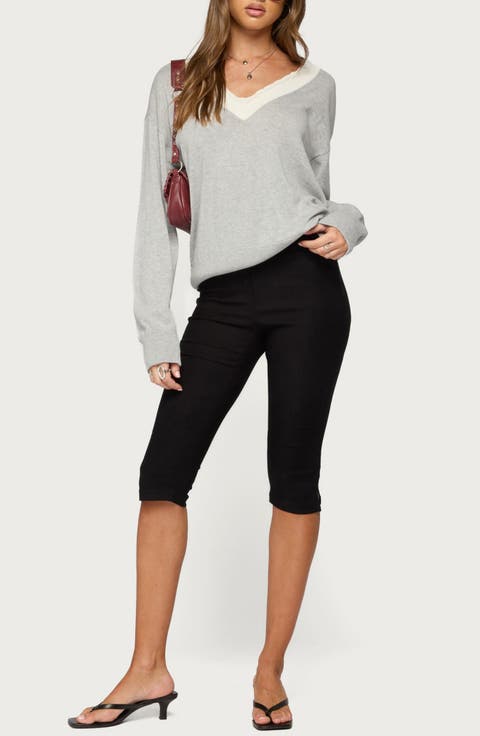 Marie Lace Trim V-Neck Sweater