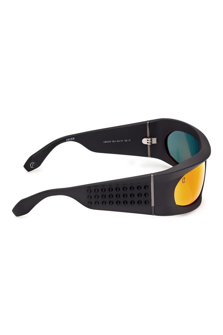 64mm Geometric Sunglasses, Alternate, color, BLACK / GUNMETAL / ZEISS FLASH