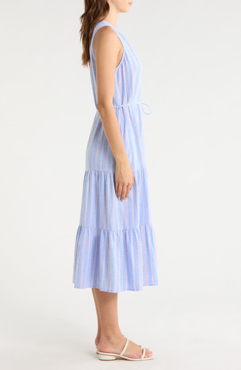 Tommy Bahama Sea Salt Bay Stripe Linen Blend Midi Dress, Alternate, color, Grape Pools