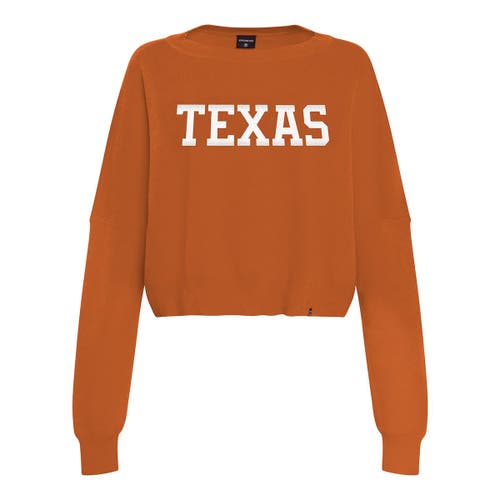 Hype And Vice Burnt Orange Texas Longhorns Oversized Cropped Ivy Knit Pullover Sweater In Orange