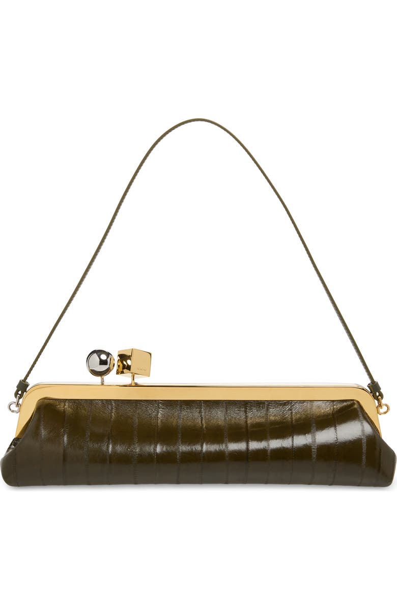 Jacquemus La Pochette Salon Leather Clutch, Main, color, Dark Khaki 580