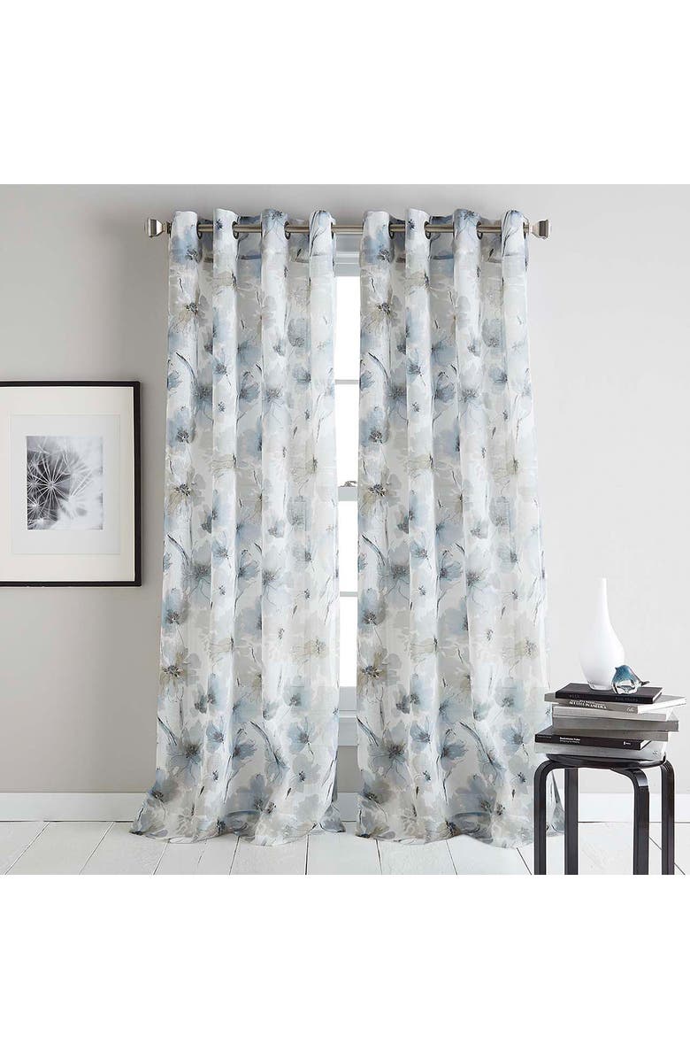 DKNY Modern Bloom Curtain Panel, Alternate, color, Linen