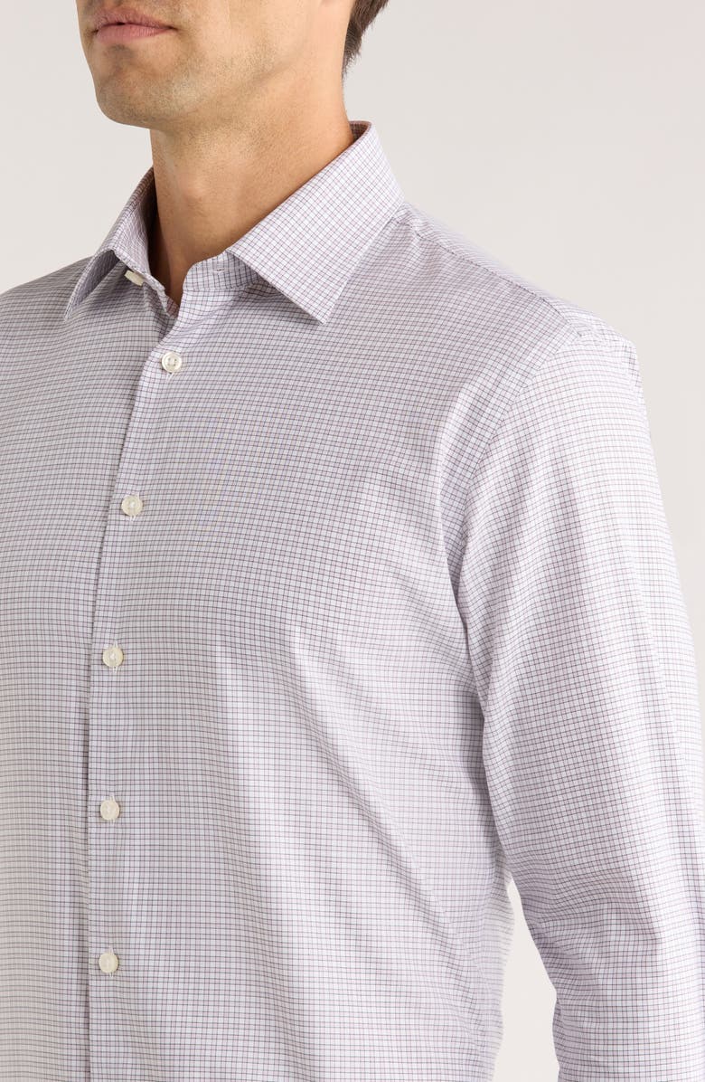Nordstrom Trim Fit Check Premium Non Iron Cotton Dress Shirt, Alternate, color, Pink- Green Cline Plaid